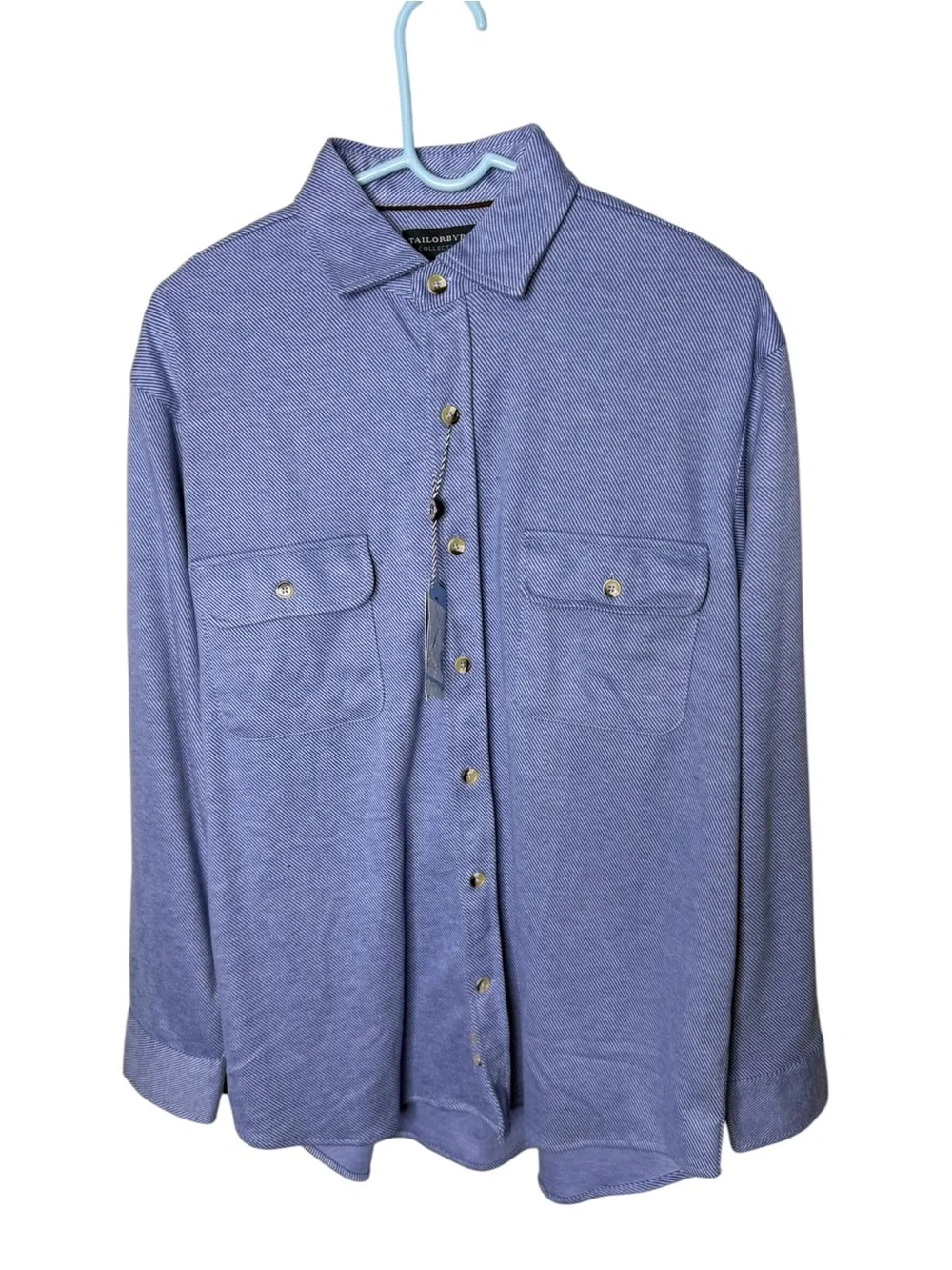 Tailorbyrd Blue Houndstooth Long Sleeve Button Down Shirt Medium NWT